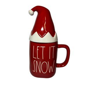 Rae Dunn Christmas Red Let It Snow Mug w/Elf Hat by Magenta Artisan Collection